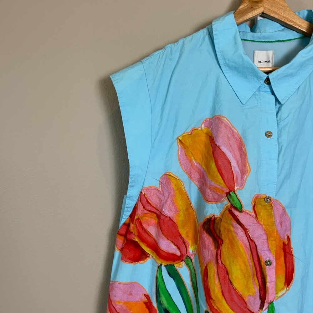 Anthropologie The Lillian Button-Front Midi Dress by Maeve - Picture 9 of 16